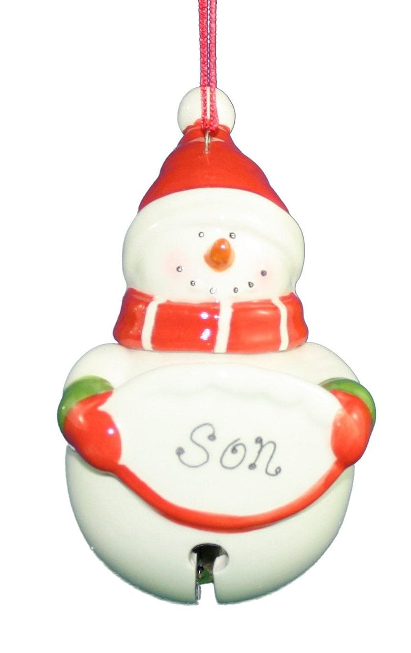 Family Ceramic Snowman Bell Ornament - Blank - Shelburne Country Store