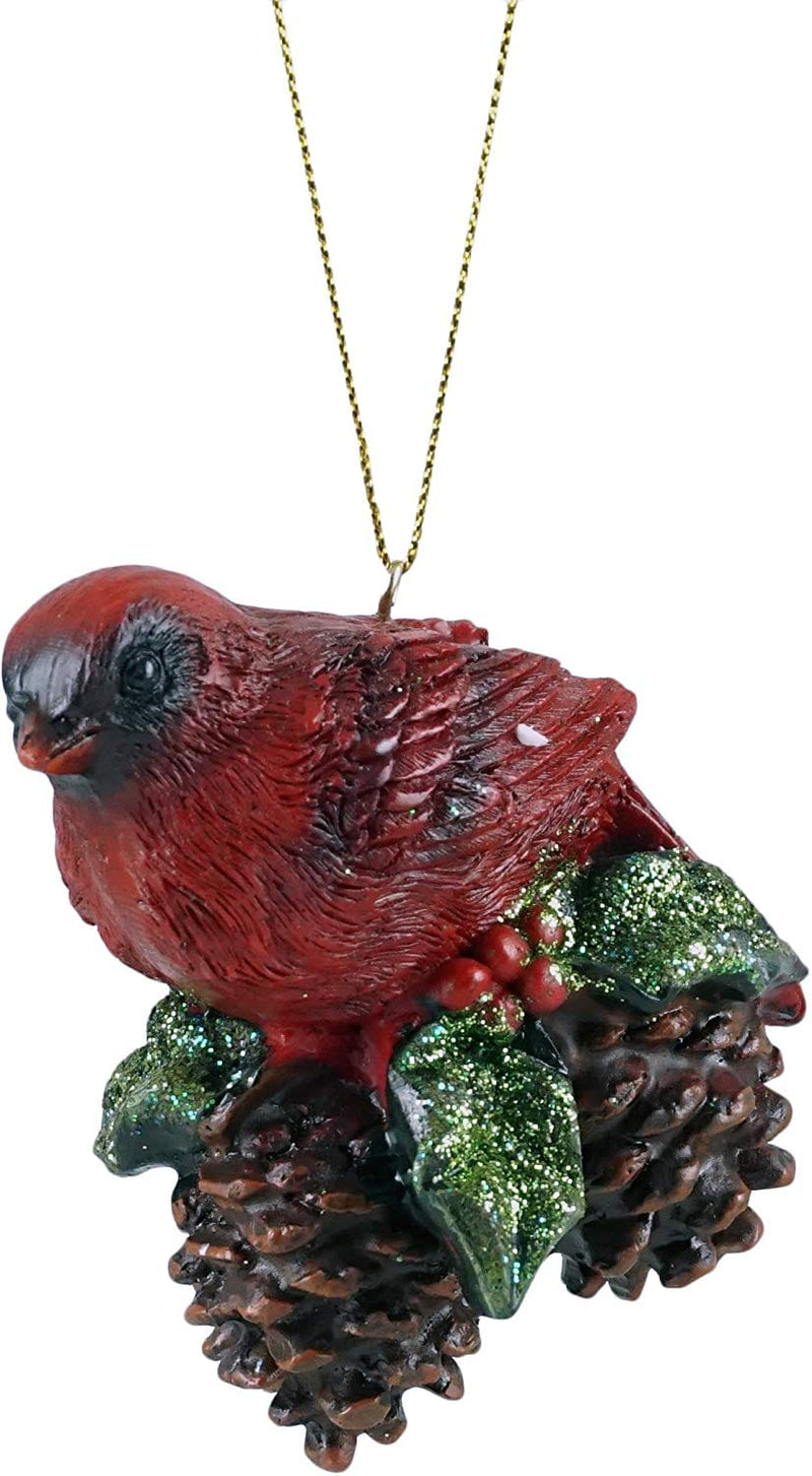 Red Cardinal Pinecone Hanging Christmas Ornament - Various Poses - Shelburne Country Store