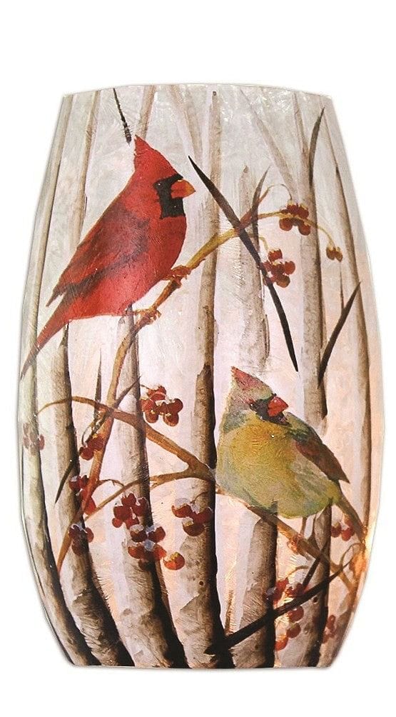 Lighted Glass Vase - Cardinal - - Shelburne Country Store