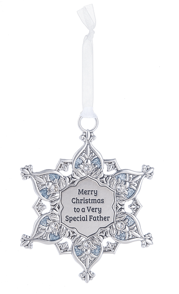 Gem Snowflake Ornament - Merry Christmas to a Very Special Father - Shelburne Country Store