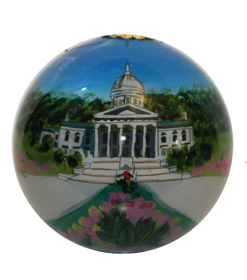 Hand Painted Glass Globe Ornament - Vermont State House in Montpelier - Shelburne Country Store