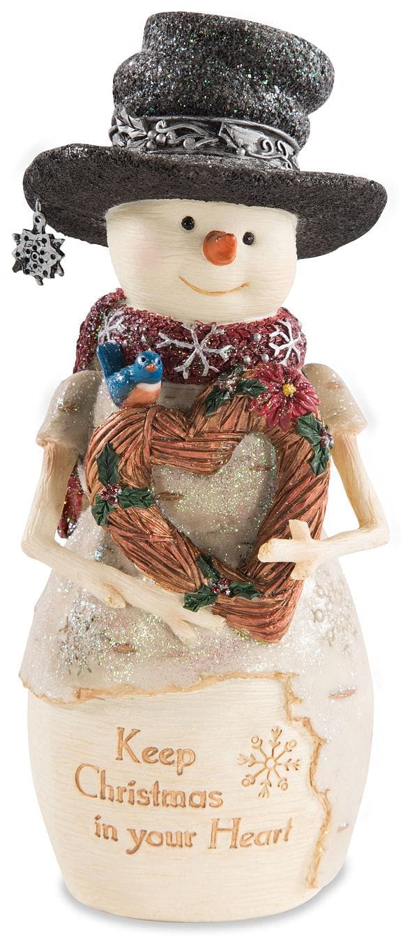 Birch Hearts Christmas Heart Snowman Figurine - Shelburne Country Store