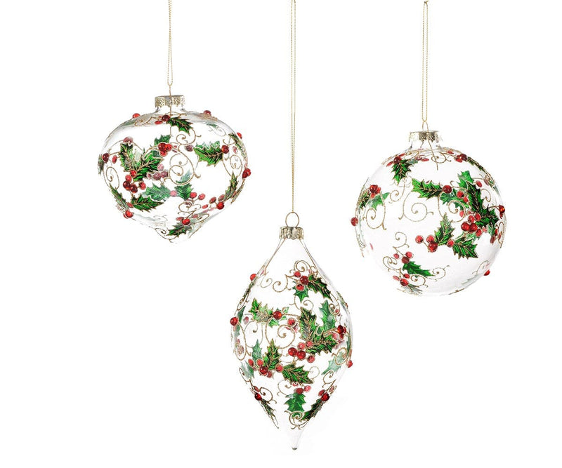 Glass Ornament With Mistletoe - - Shelburne Country Store