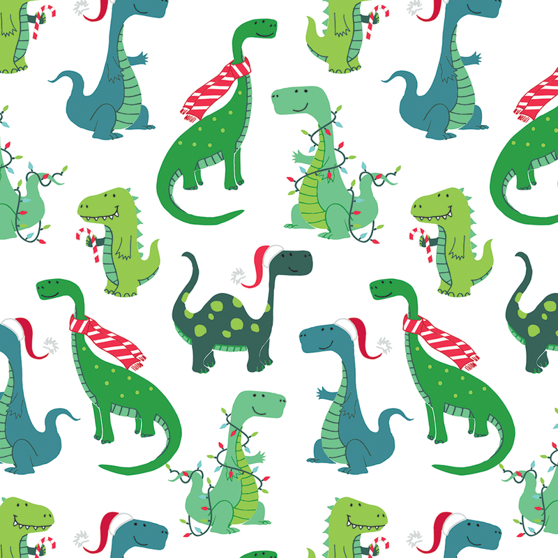 Decked Out Dinosaur Gift Wrap - 30" x 10 feet - Shelburne Country Store