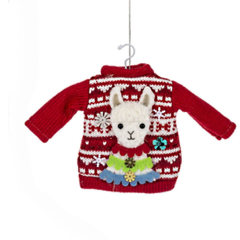 Llama Ugly Sweater Ornament -  Red Scarf - Shelburne Country Store