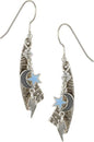 Moon And  Star Layered Linear Earrings Silver Tone/Blue Multi - Shelburne Country Store