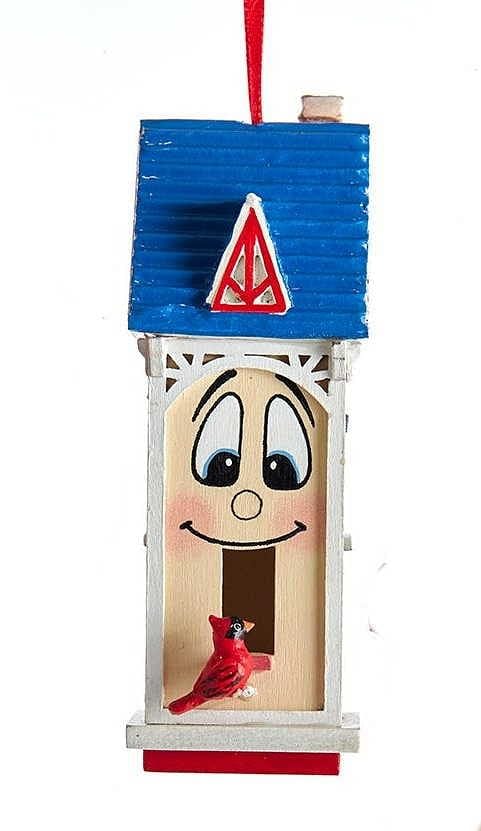 Whimsical Wooden Birdhouse Ornament - White - Shelburne Country Store