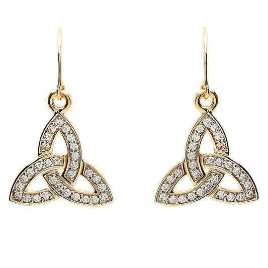Pave Set Trinity Knot Earrings 10K Gold - Shelburne Country Store