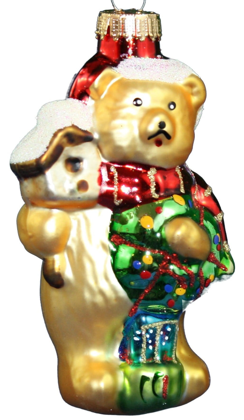 3.5 inch Glass Figurals - Bear with Bird - Shelburne Country Store