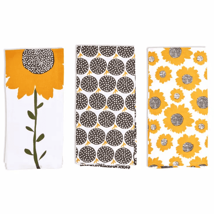 Sunflowers Cotton Kitchen Towels - Set of 3 - Shelburne Country Store