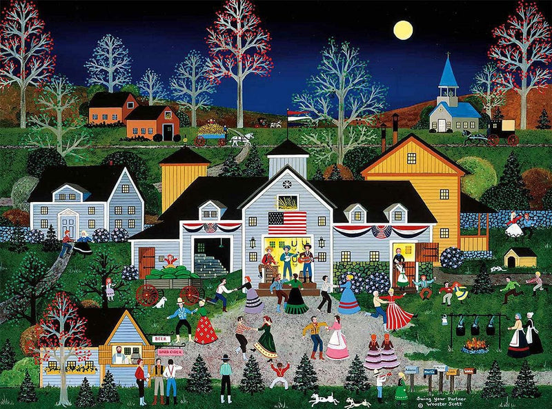 Swing Your Partner 1000 Piece Puzzle with Artwork by Jane Wooster Scott - - Shelburne Country Store