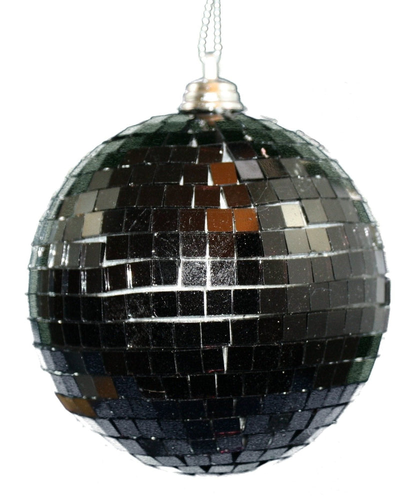 80mm Mirrored Round Ball Ornament - Black - Shelburne Country Store