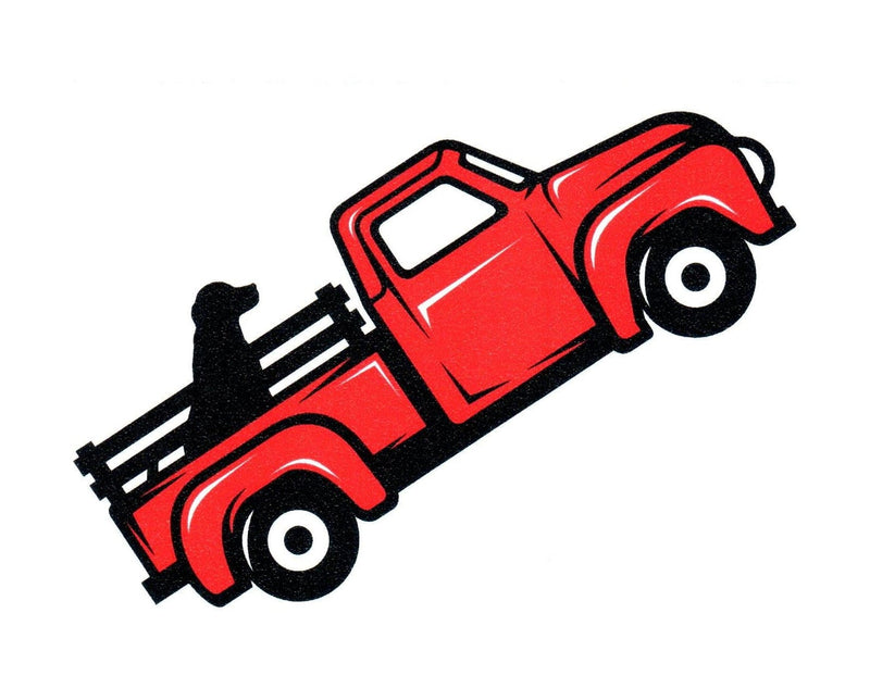 Red Pickup Truck with Dog Sticker - Shelburne Country Store