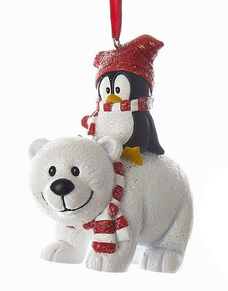 Polar Bear With Penguin Ornament -  Fishing - Shelburne Country Store