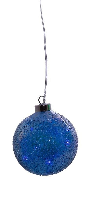 100MM USB Lighted Glass Ball Ornament - Blue - Shelburne Country Store