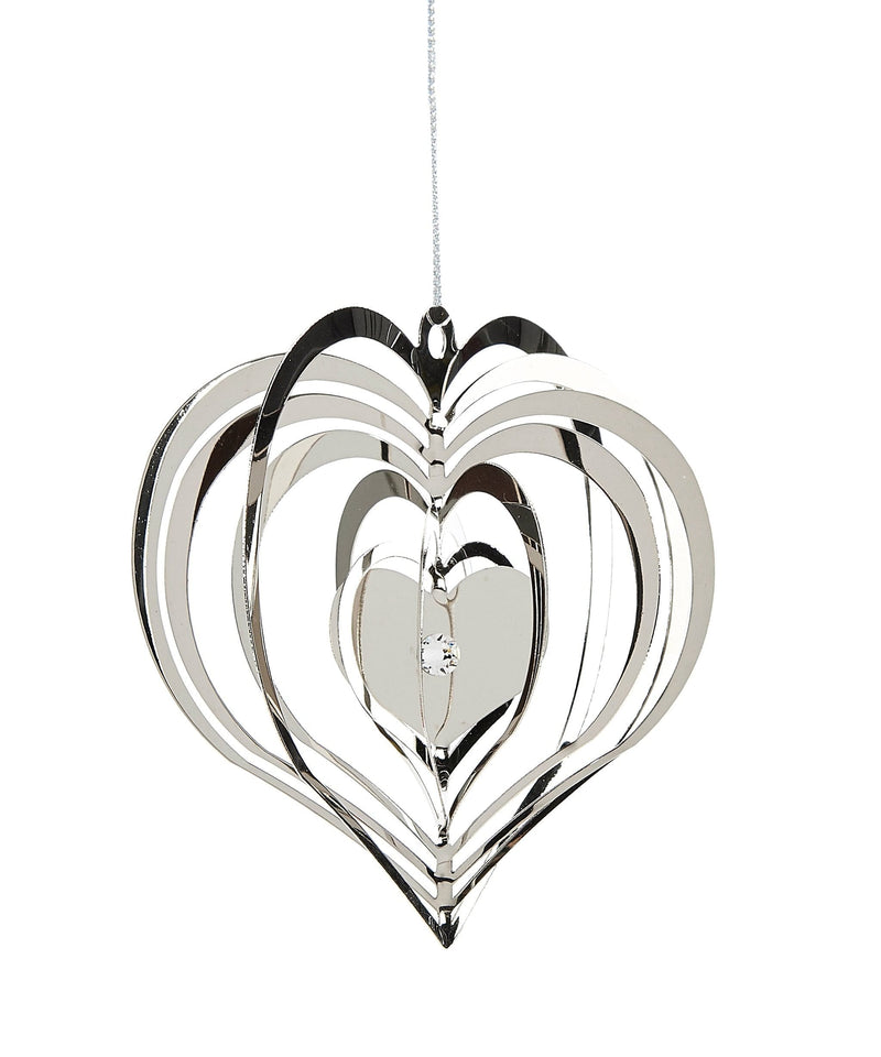 Metal 3D Heart Ornament with Crystal - Shelburne Country Store