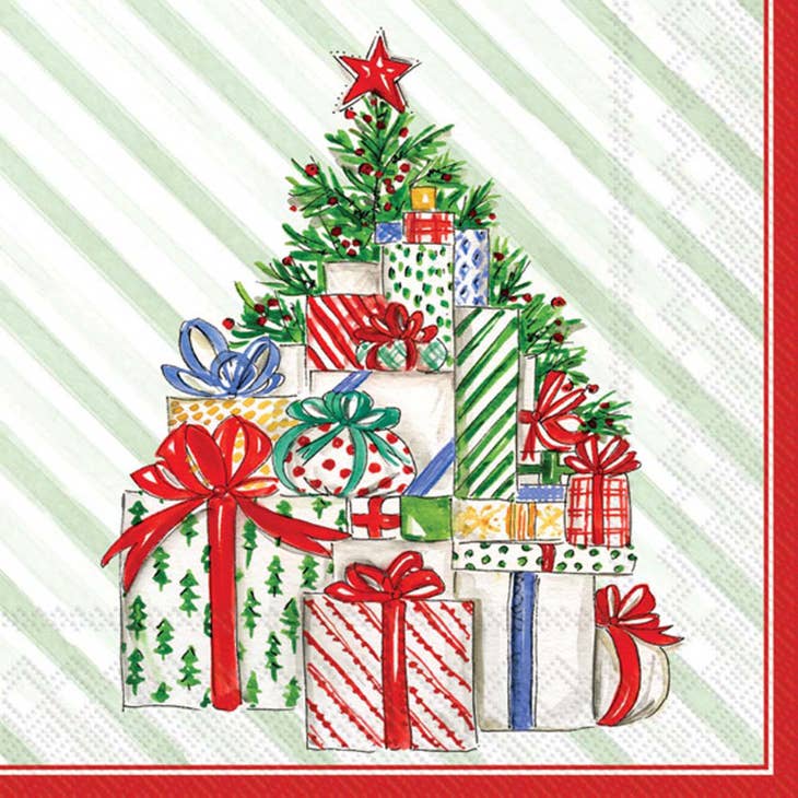 Disposable Paper Lunch Napkins Christmas Presents Tree 20 Count - Shelburne Country Store
