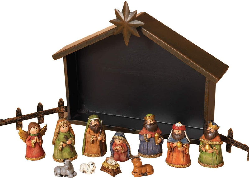 12 Piece Nativity Set with Metal Creche - Shelburne Country Store