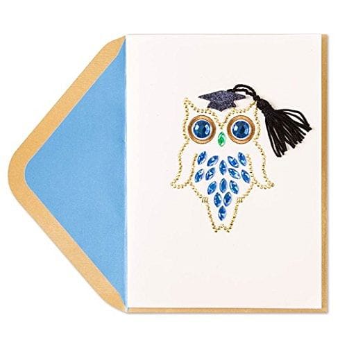 Blue Jeweled Graduation Owl Card - Shelburne Country Store