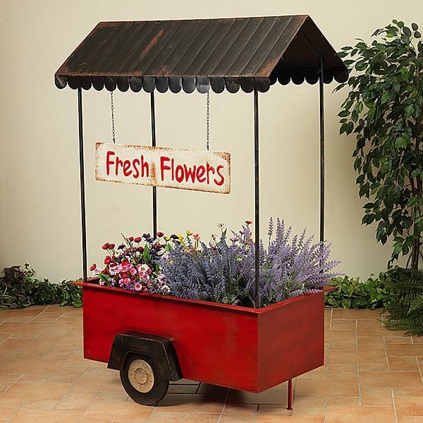 65 inch Antique Metal Flower Cart - Shelburne Country Store