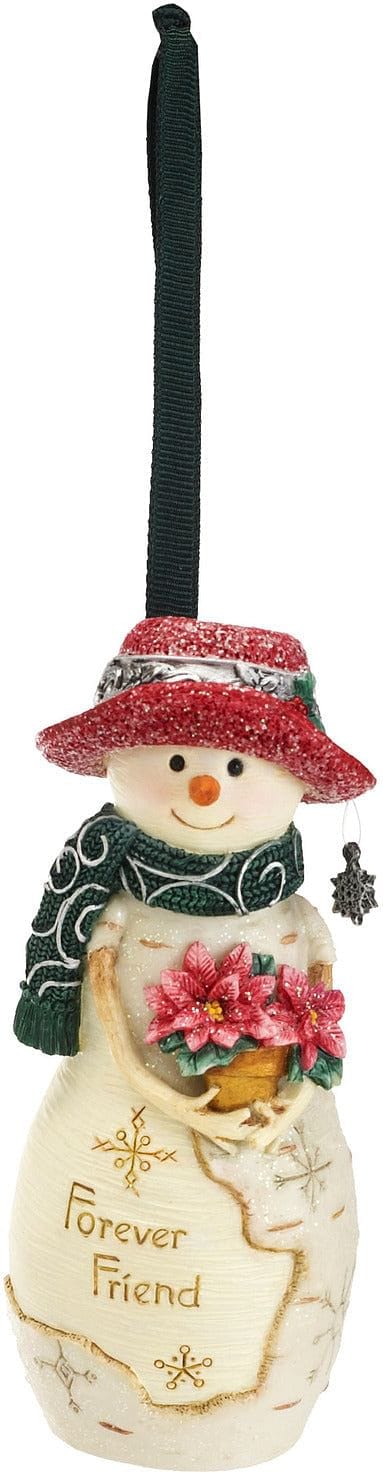 Birch Hearts Forever Friend Snowman With Poinsettia Ornament - Shelburne Country Store