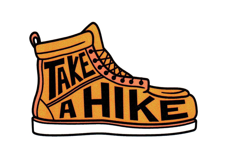 Take A Hike Yellow Shoe Sticker - Shelburne Country Store