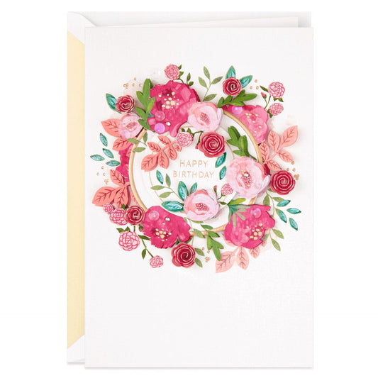 Layered Paper Floral Wreath Birthday Card for Her - Shelburne Country Store