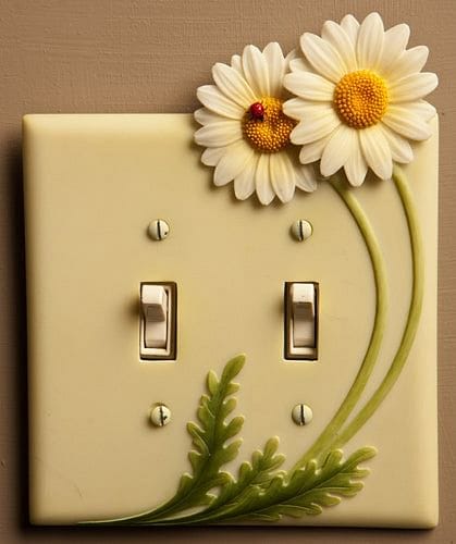 Daisies & LadyBug Double Switch Plate - Shelburne Country Store