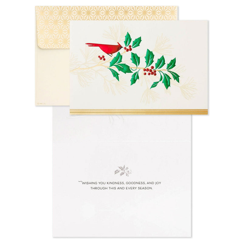 Cardinal With Holly Boxed Christmas Card - Set of 16 - Shelburne Country Store