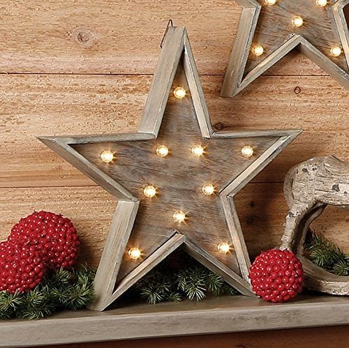 19 Inch Battery Operated LED Wooden Star - Shelburne Country Store