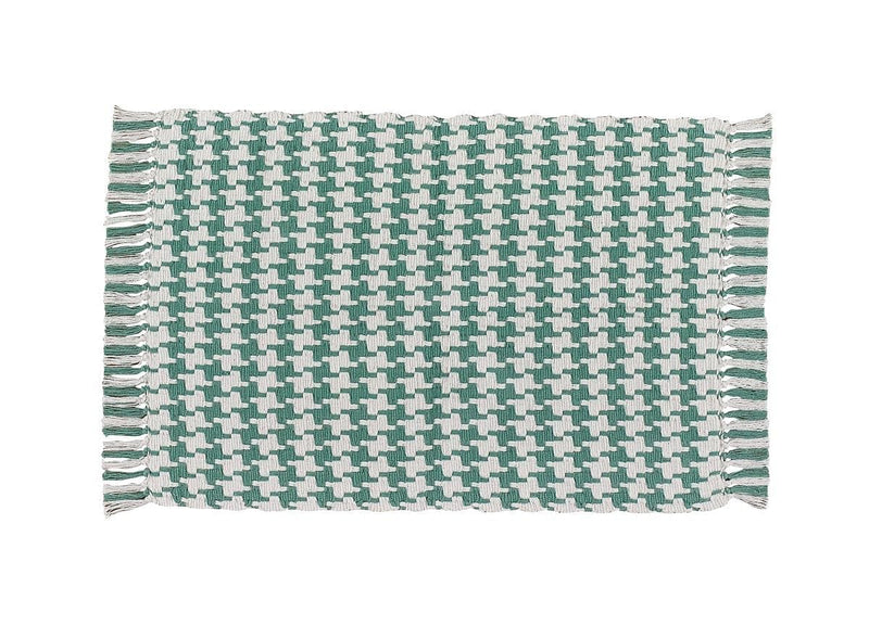 Houndstooth Cotton Rug - 24" x 42" - Sea - Shelburne Country Store