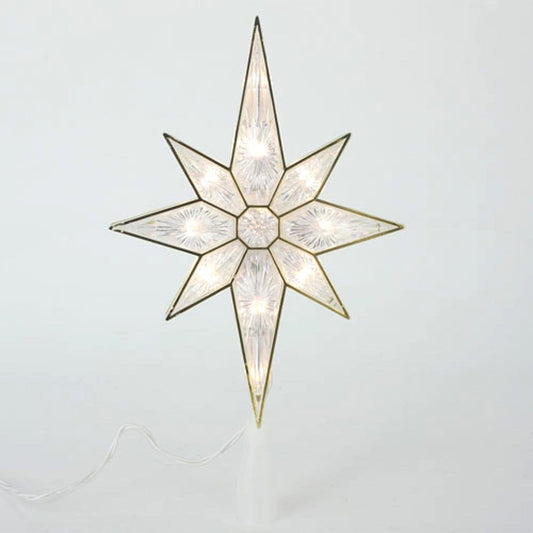 11 inch Lighted Faceted Bethlehem Star - Clear Lights - Shelburne Country Store