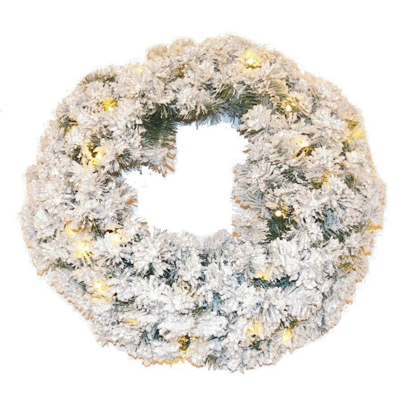 60 inch Prelit Flocked PVC Wreath - Shelburne Country Store