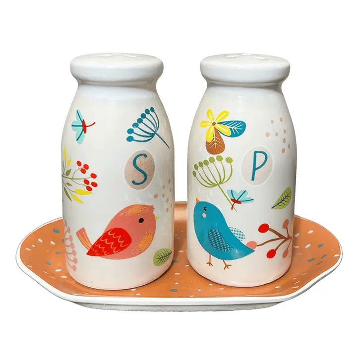 Birds of Happiness Salt & Pepper Set w/ Plate - Shelburne Country Store