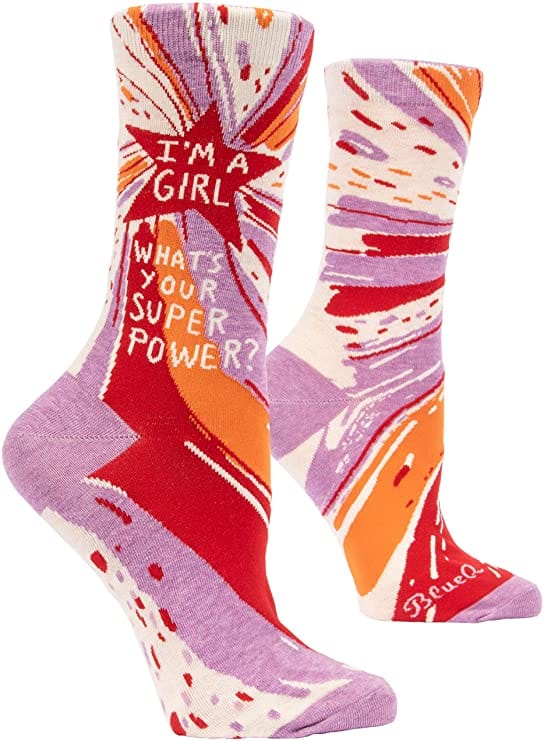 Women's Crew Socks - I'm a Girl .. what's Your Superpower - Shelburne Country Store