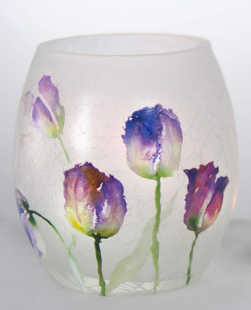 Lighted Glass Jar - Watercolor Floral - - Shelburne Country Store