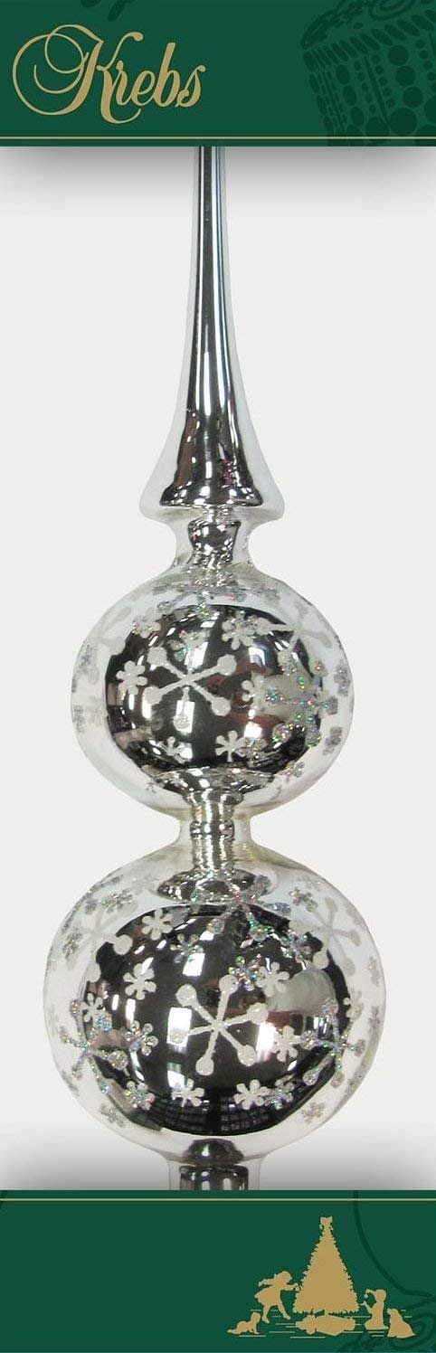 Glass Silver 13" Treetoppers with Snowflakes - Shelburne Country Store