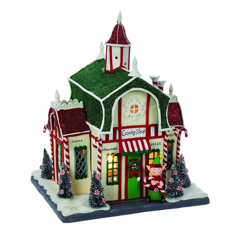 Kurt Adler 11.5 inch Santa's Village Candy Shop With C7 Light - The Country Christmas Loft