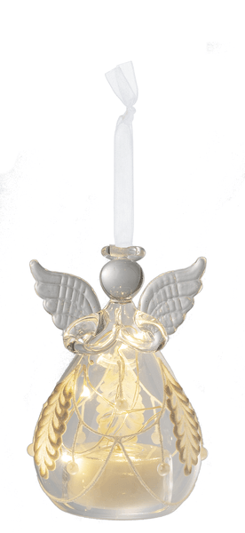 LED Glass Angel Pine Cone Ornament - - Shelburne Country Store