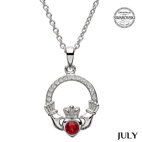 July Claddagh Birthstone Necklace with Swarovski Crystals - Shelburne Country Store