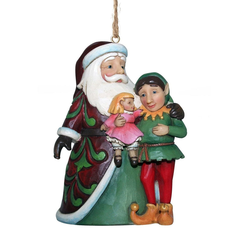 Jim Shore Heartwood Creek Santa With Elf Ornament, 3.5 inch - Shelburne Country Store