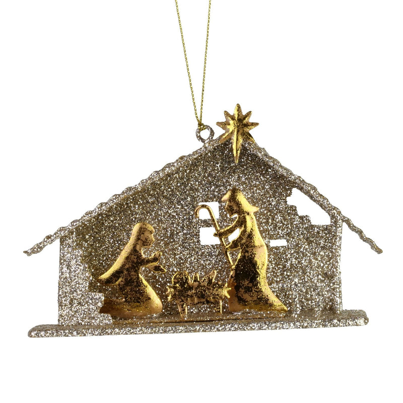 Holy Family Glitter Creche Ornament - Shelburne Country Store
