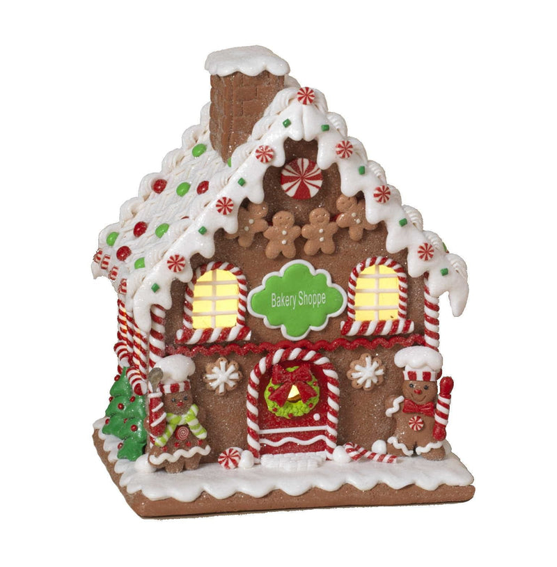 9" Lighted Clay Dough Gingerbread Bakery - Shelburne Country Store