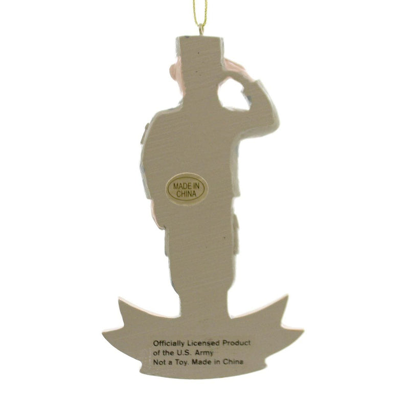 Male Army Soldier Salute Polyresin Ornament - Shelburne Country Store