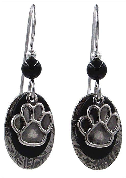 Silver Paw Print On Ovals Earrings - Shelburne Country Store