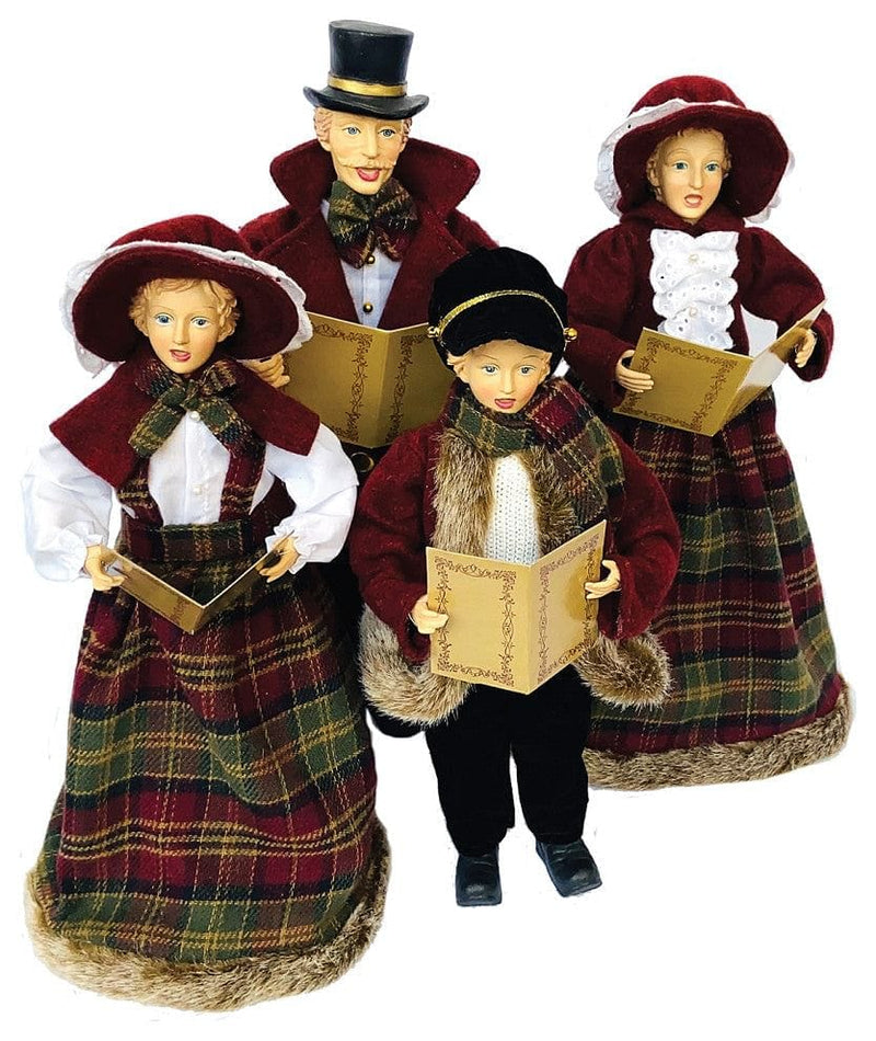 Burgandy Plaid Caroler Set Of 4 - 15 to 18 inch - Shelburne Country Store