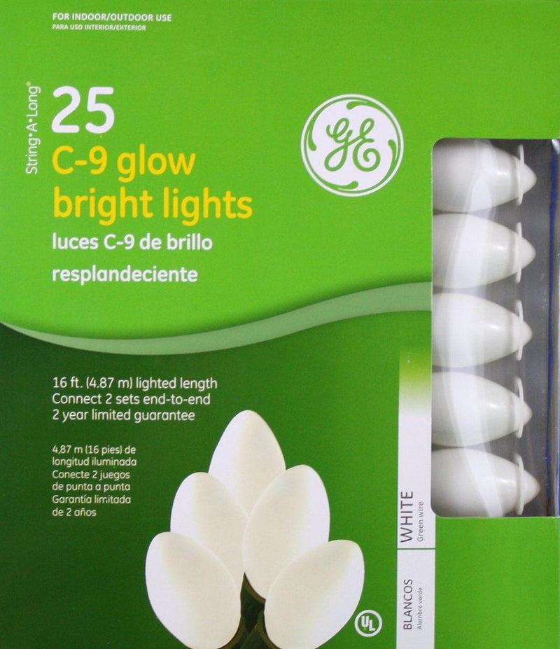 C9 White Ge String A Long - White/Green - 25 Lights - Shelburne Country Store