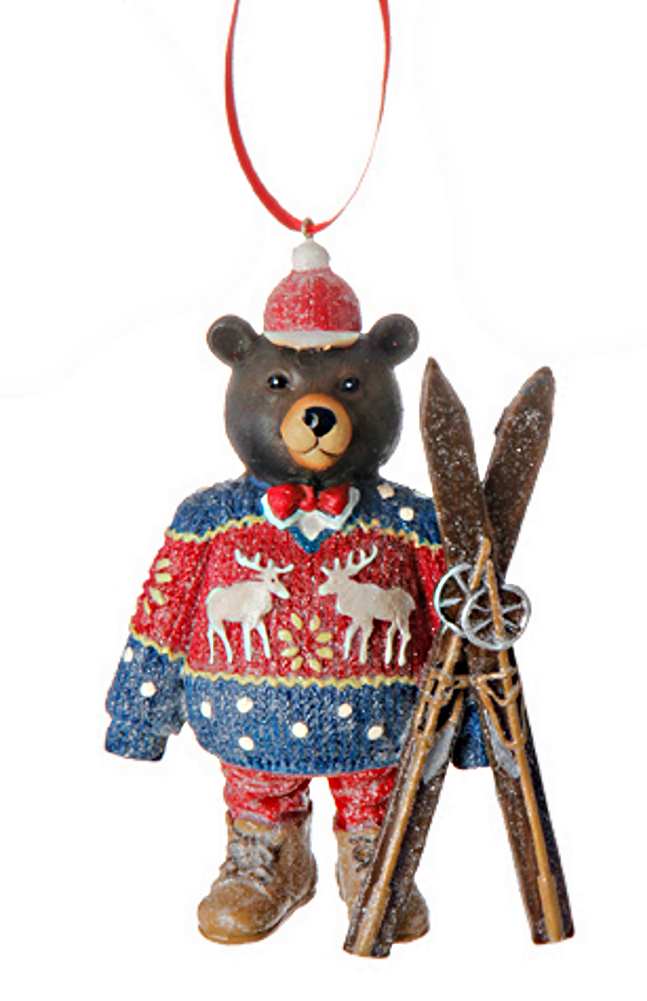Sports Bear in a Sweater Ornament -  Waiting for the Chairlift - Shelburne Country Store