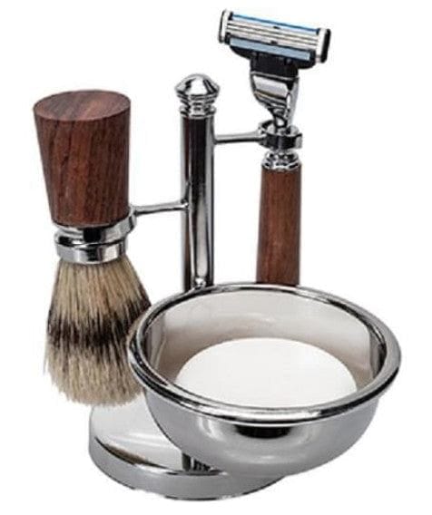 Wood With Brass 4 Piece Shave Kit - Shelburne Country Store