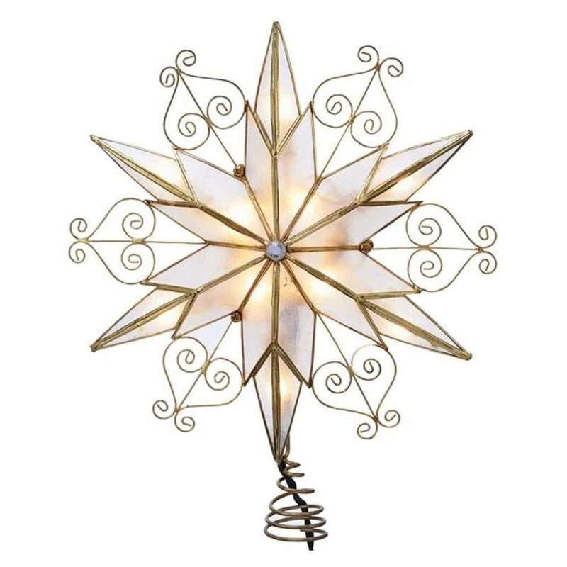 10 light 6 point Capiz Star with Scroll Design - Shelburne Country Store